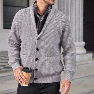 Grey Mens Raglan Cardigan